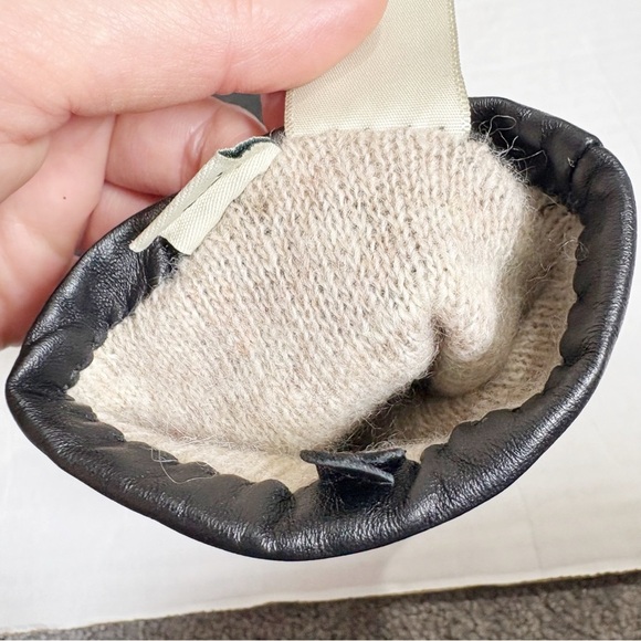 L.L. Bean Leather and Lamsbswool Cashmere Gloves Black Size Small Tan Lining - Picture 7 of 9